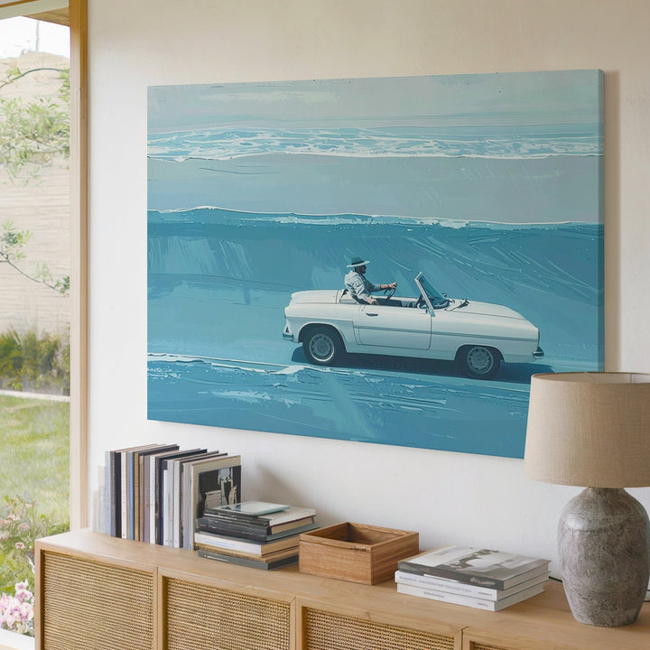 Floating Freedom Canvas – Minimalist Convertible on Ocean Dreamscape - Gifitto