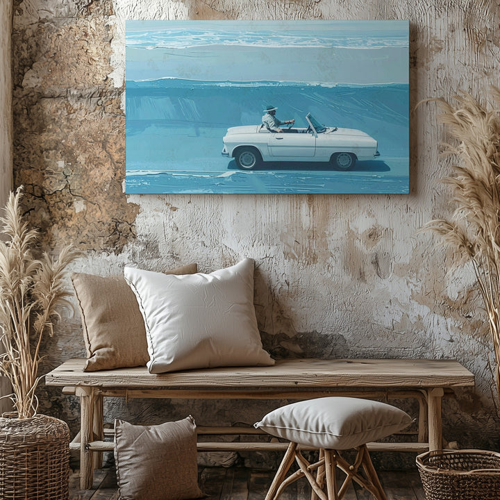 Floating Freedom Canvas – Minimalist Convertible on Ocean Dreamscape - Gifitto
