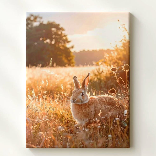 Golden Hour Rabbit Canvas – Serene Wildlife Wall Art - Gifitto