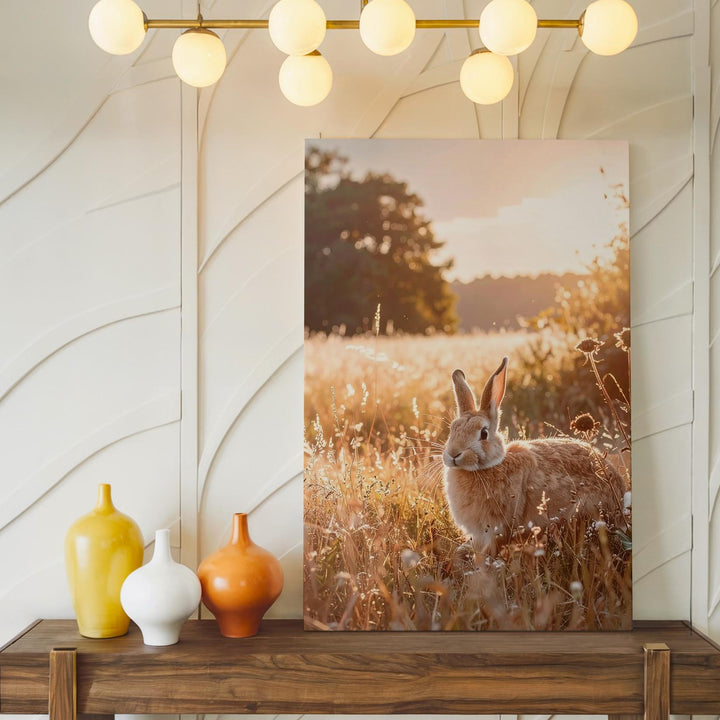 Golden Hour Rabbit Canvas – Serene Wildlife Wall Art - Gifitto
