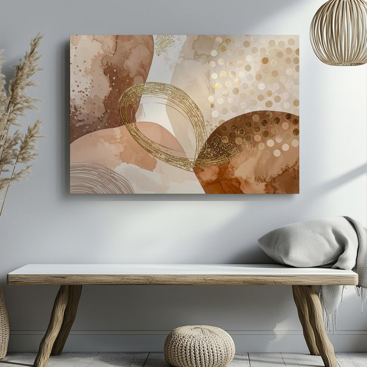Abstract Serenity Canvas – Soft Earth Tones with Gold Accents - Gifitto