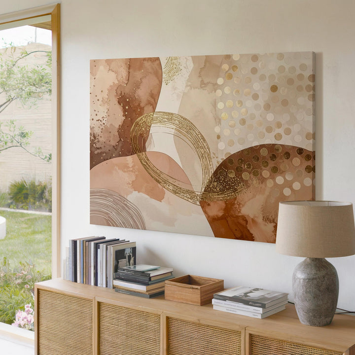 Abstract Serenity Canvas – Soft Earth Tones with Gold Accents - Gifitto