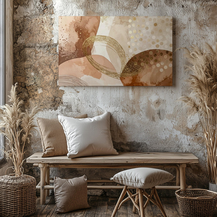 Abstract Serenity Canvas – Soft Earth Tones with Gold Accents - Gifitto