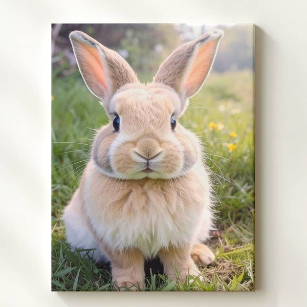 Springtime Bunny Canvas – Soft Rabbit in Lush Meadow Wall Art - Gifitto