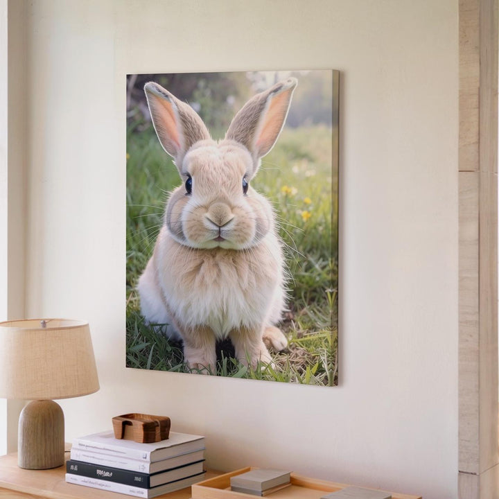 Springtime Bunny Canvas – Soft Rabbit in Lush Meadow Wall Art - Gifitto