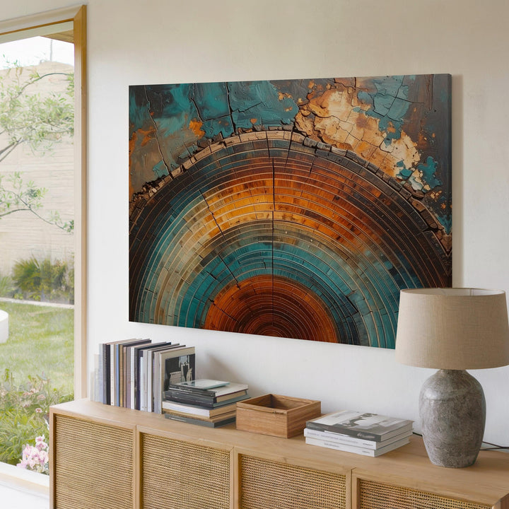 Timeless Tree Rings Canvas – Vibrant Abstract Tree Trunk Art - Gifitto
