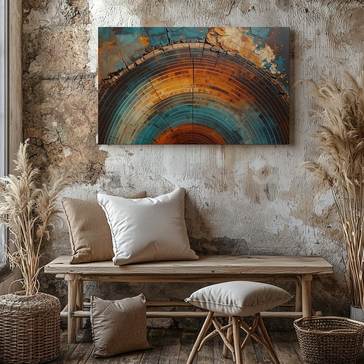 Timeless Tree Rings Canvas – Vibrant Abstract Tree Trunk Art - Gifitto