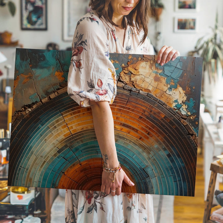 Timeless Tree Rings Canvas – Vibrant Abstract Tree Trunk Art - Gifitto