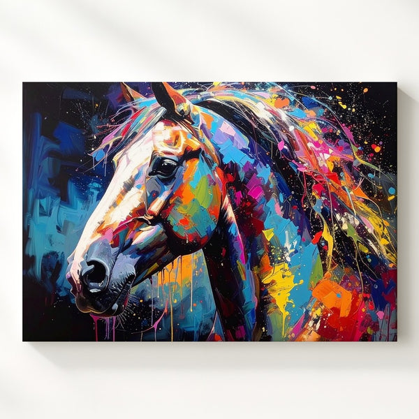 Vibrant Horse Abstract Canvas – Electric Colorful Horse Head Wall Art - Gifitto