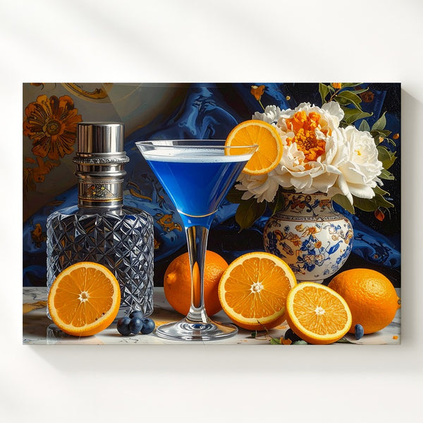 Baroque Cocktail Still Life Canvas – Luxury Fruit & Floral Wall Art - Gifitto