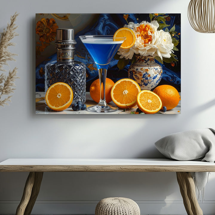 Baroque Cocktail Still Life Canvas – Luxury Fruit & Floral Wall Art - Gifitto