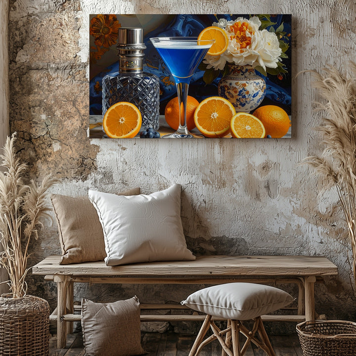 Baroque Cocktail Still Life Canvas – Luxury Fruit & Floral Wall Art - Gifitto