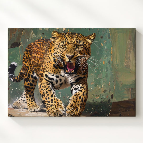 Fierce Leopard Roar Canvas – Hyper-Realistic Wild Animal Wall Art - Gifitto