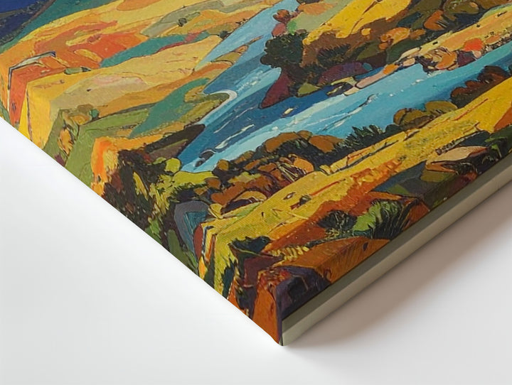 Abstract Impressionist Landscape Canvas – Multicolor Mountains & River Art - Gifitto