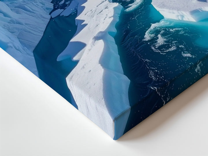 Arctic Blue Silence Canvas – Frozen Seascape with Icebergs & Glacial Channel - Gifitto