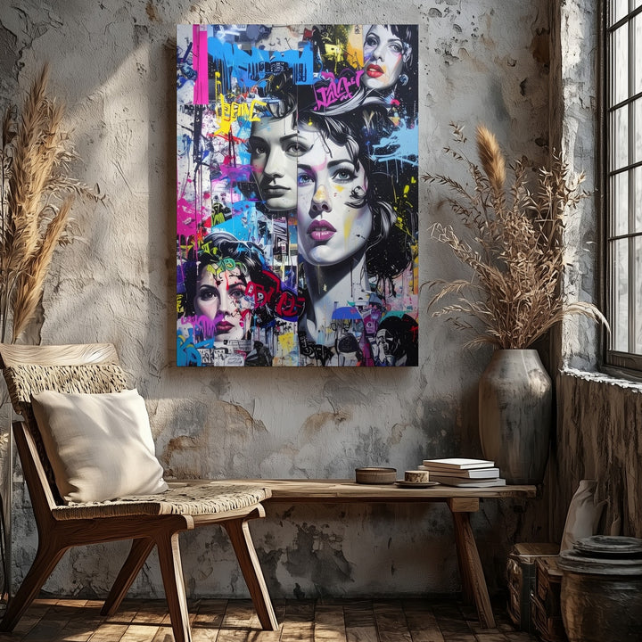 Urban Pop Chaos Canvas – Marilyn Monroe Street Art Collage - Gifitto
