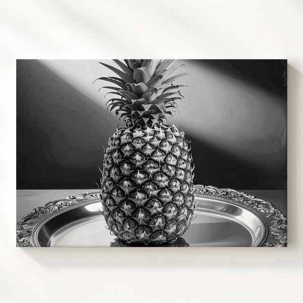 Monochrome Pineapple Elegance Canvas – Black & White Luxury Fruit Art - Gifitto