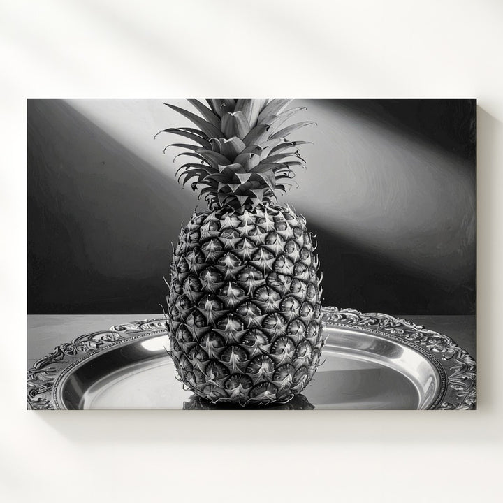 Monochrome Pineapple Elegance Canvas – Black & White Luxury Fruit Art - Gifitto