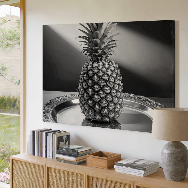 Monochrome Pineapple Elegance Canvas – Black & White Luxury Fruit Art - Gifitto