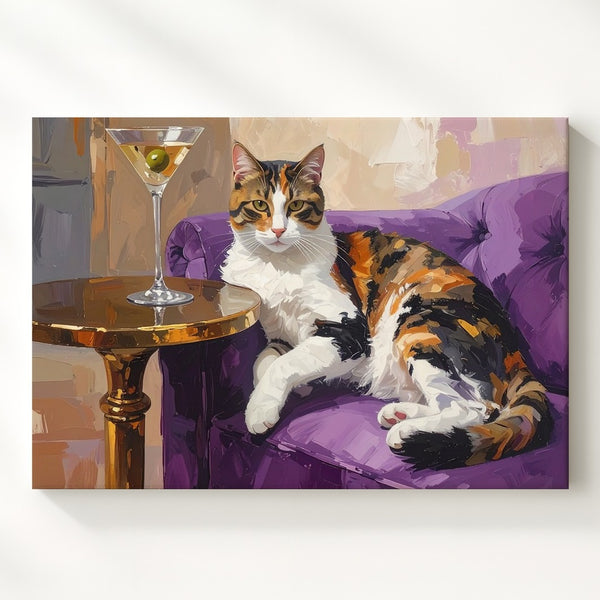 Sophisticated Calico Cat Canvas – Feline Elegance and Luxury Wall Art - Gifitto