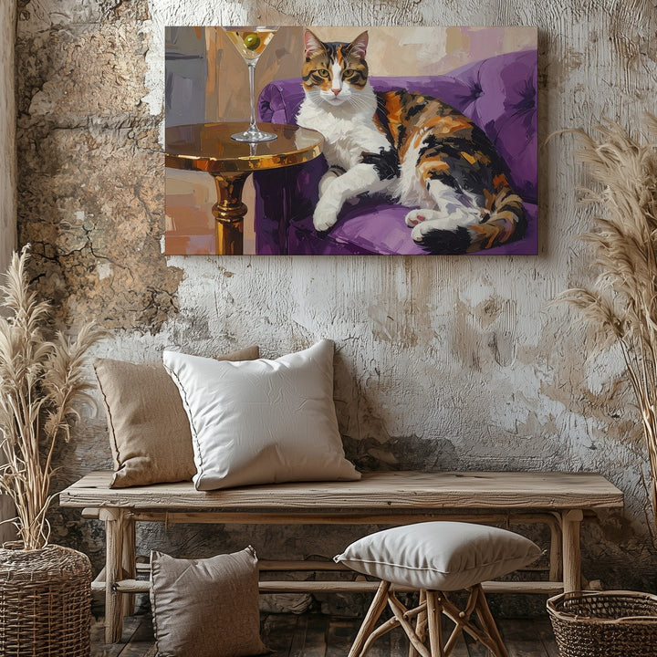 Sophisticated Calico Cat Canvas – Feline Elegance and Luxury Wall Art - Gifitto