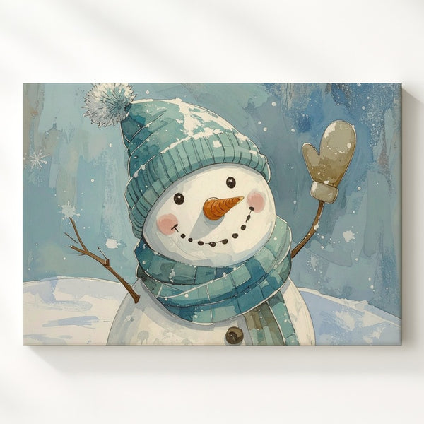Joyful Snowman Canvas – Cheerful Winter Character Wall Art for Kids & Holidays - Gifitto