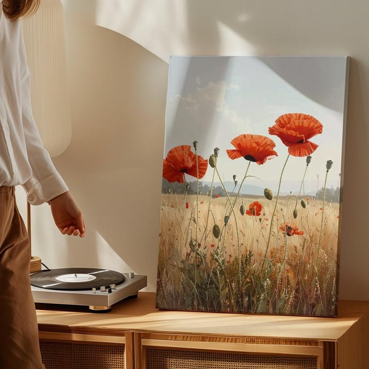 Golden Poppies Canvas – Peaceful Floral Field Wall Art - Gifitto