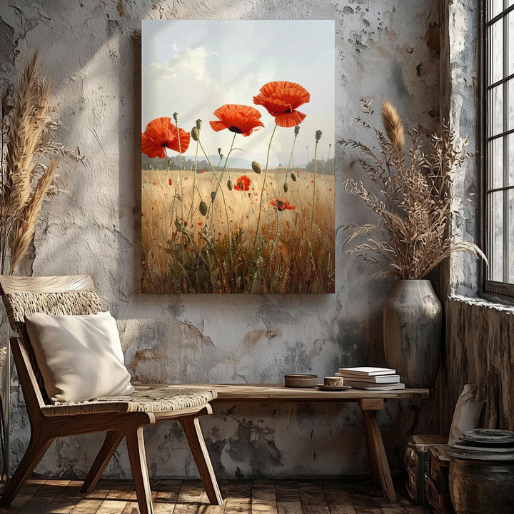Golden Poppies Canvas – Peaceful Floral Field Wall Art - Gifitto