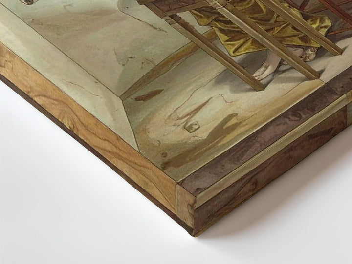 Mystical Writer Pavilion Canvas – Surreal Golden Figure Wall Art - Gifitto