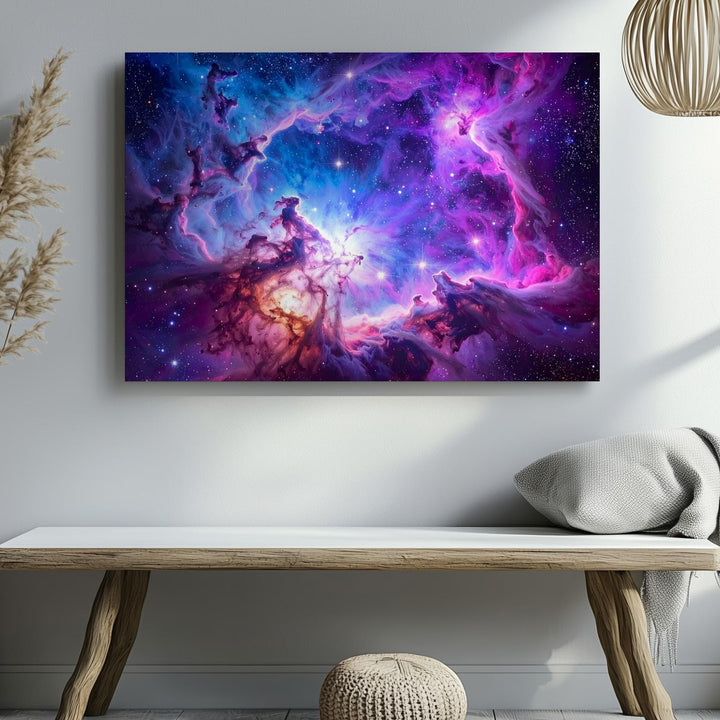 Celestial Bloom Nebula Canvas – Ethereal Cloudscape in Blue, Pink & Purple - Gifitto