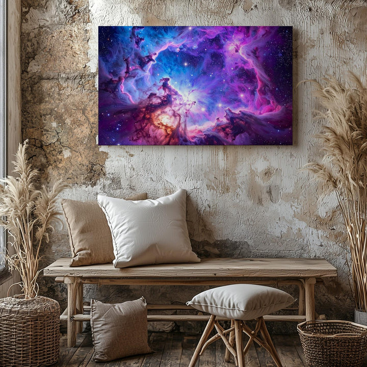 Celestial Bloom Nebula Canvas – Ethereal Cloudscape in Blue, Pink & Purple - Gifitto
