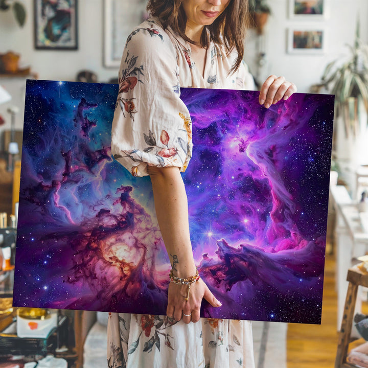 Celestial Bloom Nebula Canvas – Ethereal Cloudscape in Blue, Pink & Purple - Gifitto