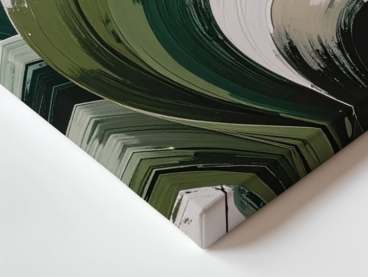 Dynamic Green Leaves Canvas – Abstract Botanical Art with Fluid Brushstrokes - Gifitto