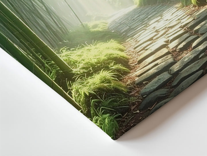 Mystic Bamboo Path Canvas – Serene Forest Walkway with Sunlit Green Stalks - Gifitto