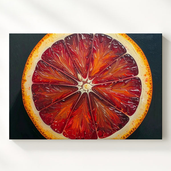 Blood Orange Half Canvas – Bold Textured Citrus Oil Painting - Gifitto