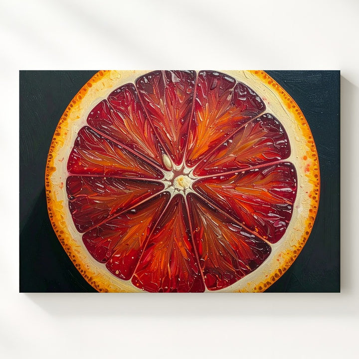 Blood Orange Half Canvas – Bold Textured Citrus Oil Painting - Gifitto
