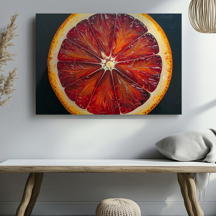Blood Orange Half Canvas – Bold Textured Citrus Oil Painting - Gifitto