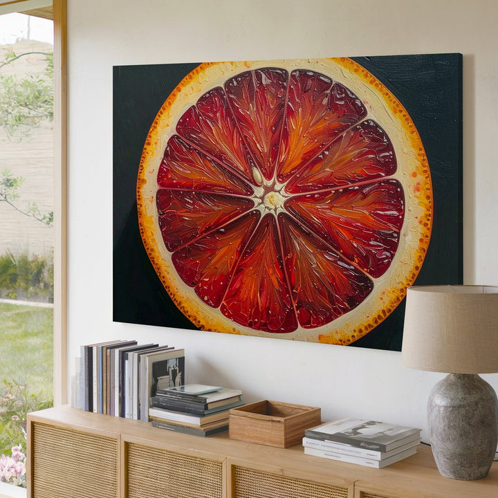 Blood Orange Half Canvas – Bold Textured Citrus Oil Painting - Gifitto