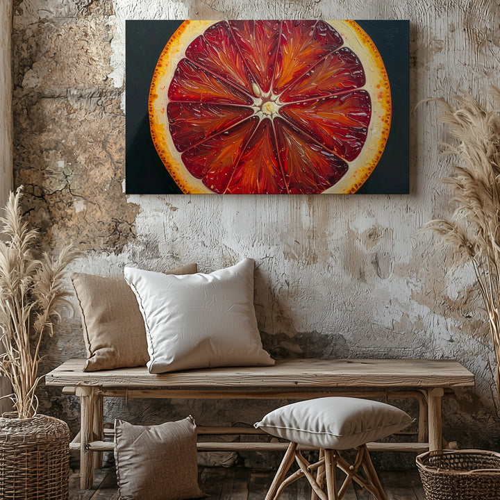 Blood Orange Half Canvas – Bold Textured Citrus Oil Painting - Gifitto