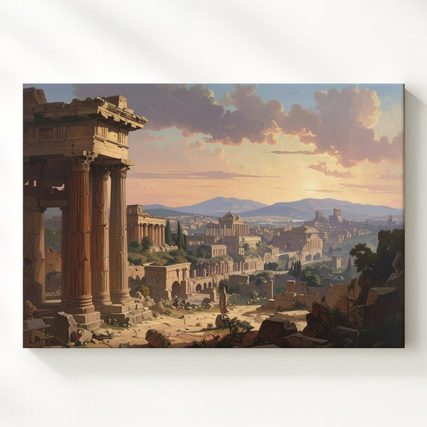 Roman Ruins at Sunset Canvas – Classical Civilization Wall Art - Gifitto