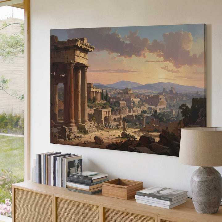 Roman Ruins at Sunset Canvas – Classical Civilization Wall Art - Gifitto