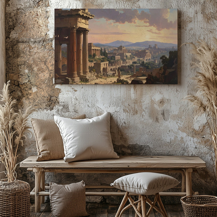 Roman Ruins at Sunset Canvas – Classical Civilization Wall Art - Gifitto