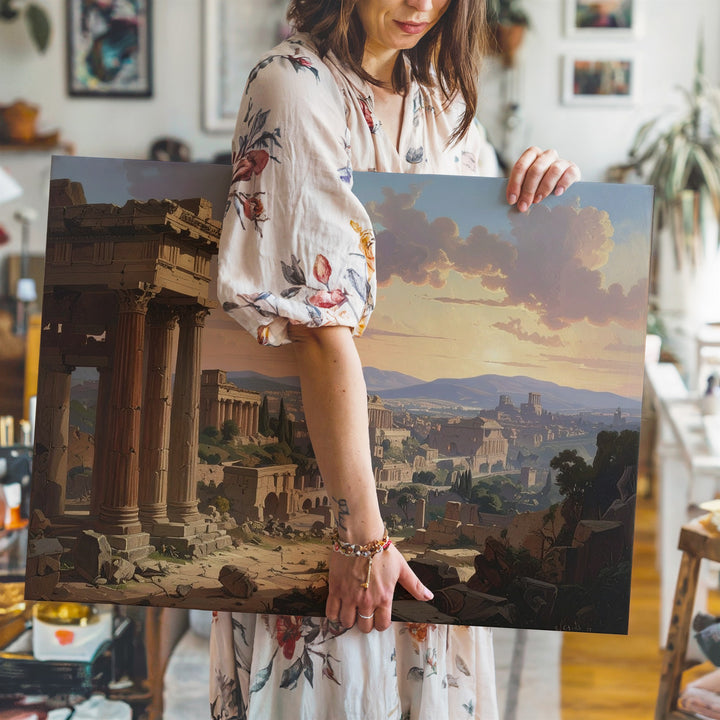 Roman Ruins at Sunset Canvas – Classical Civilization Wall Art - Gifitto