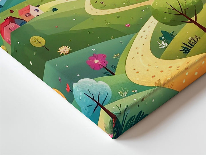 Whimsical Village Canvas – Fairytale-Inspired Kids' Wall Art - Gifitto