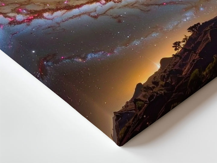 Tilted Spiral Galaxy Canvas – Golden Core & Cool Blue Arms in Deep Space - Gifitto