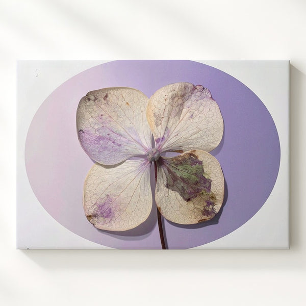Pressed Hydrangea Oval Canvas – Minimalist Botanical Memory Art - Gifitto