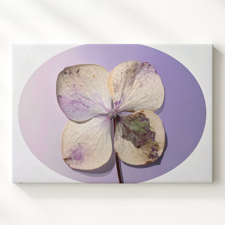 Pressed Hydrangea Oval Canvas – Minimalist Botanical Memory Art - Gifitto