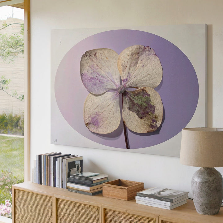 Pressed Hydrangea Oval Canvas – Minimalist Botanical Memory Art - Gifitto