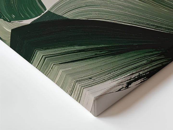 Ribbon Green Leaves Canvas – Bold Abstract Botanical Art with Textured Brushstrokes - Gifitto