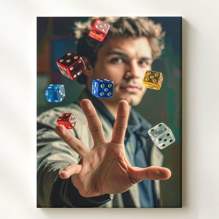Dicecaster Canvas – Cinematic Fantasy Portrait with Floating Dice - Gifitto